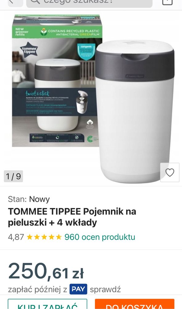 Kosz kompaktowy Pojemnik na zużyte • Pieluchy • Tommee Tippee Twist