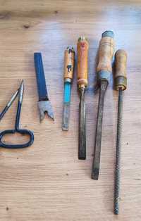 Zestaw ręcznych narzędzi stolarskich, vintage