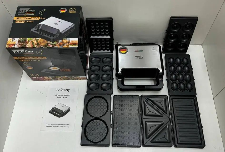 Вафельница 8в1 2200 Вт Zepline ZP-808 Мультимейкер со съемными пластин
