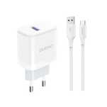 Ładowarka Dudao A20Eu Sieciowa Usb-A 18W - Biała + Kabel Usb-A - Usb-C