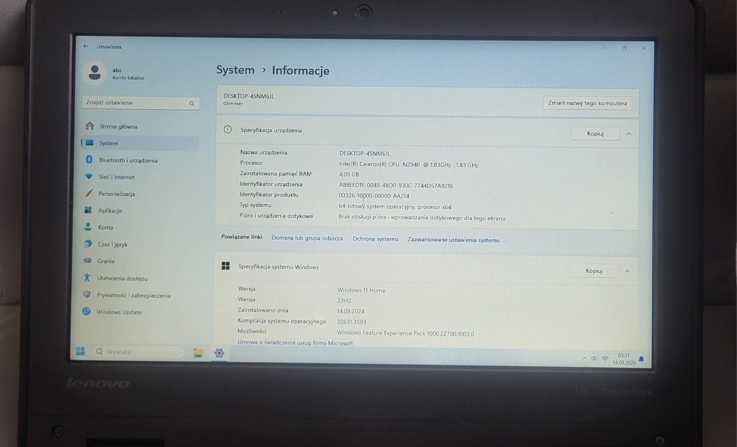 Lenovo Chromebook Thinkpad 11e