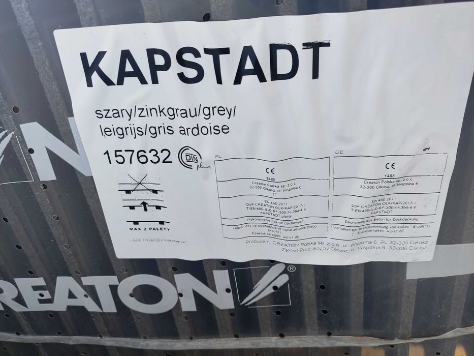 Dachówka Creaton Kapstadt Planar Szara, betonowa, 108 sztuk