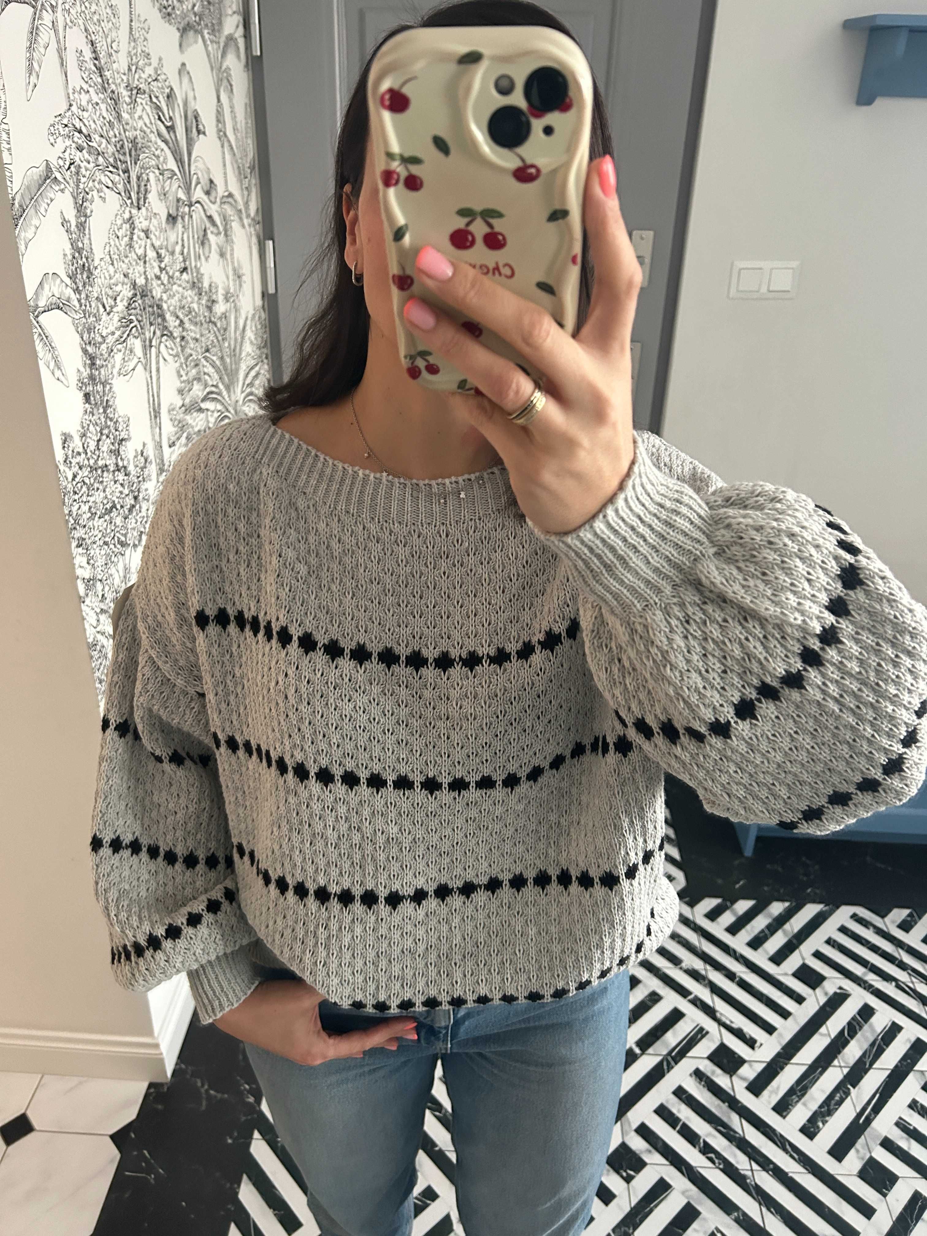 Sweter Luna szary oversizowy