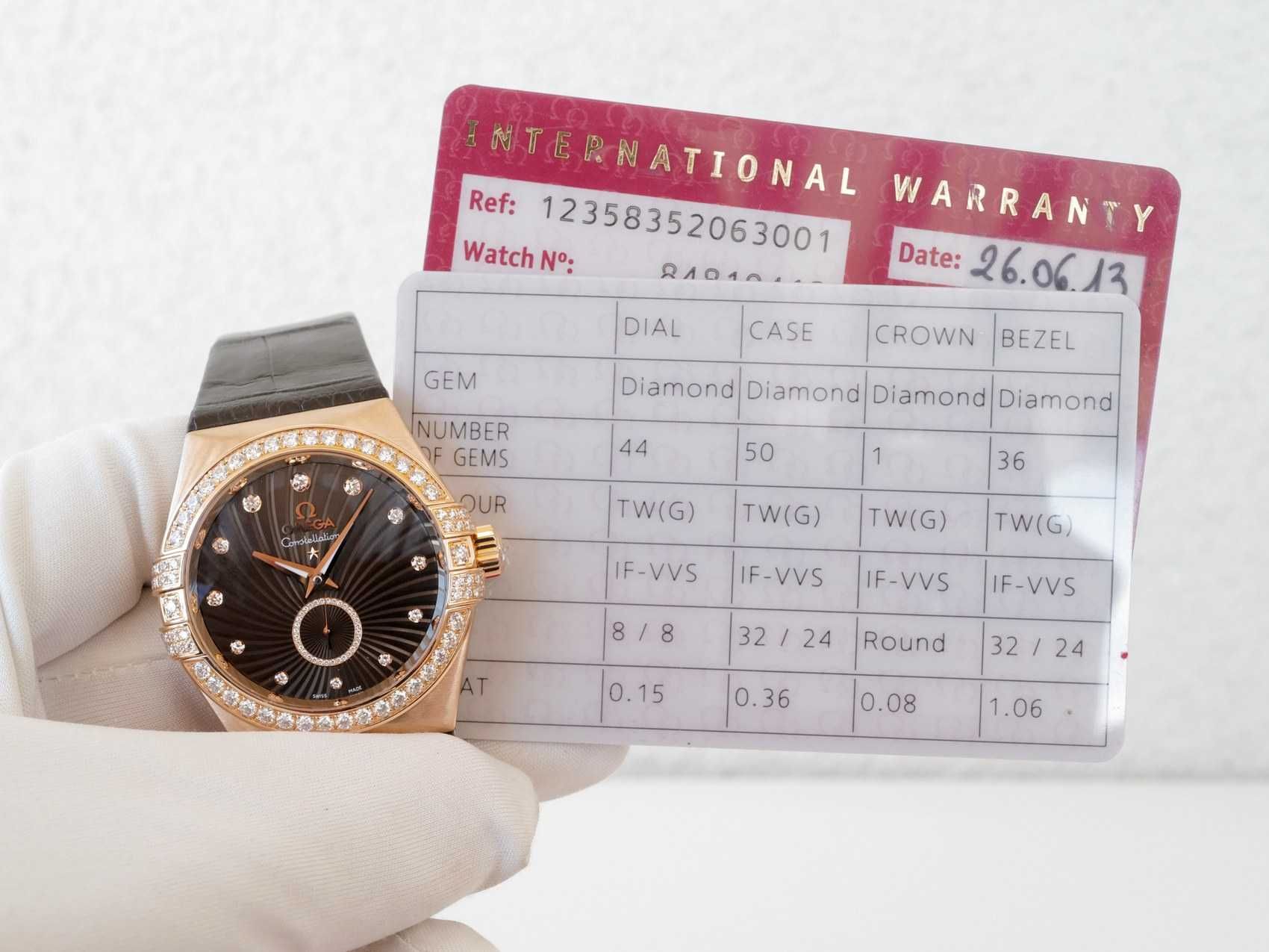 Omega Constellation Ladies Automatic Brown Dial 18k Rose Gold Diamonds