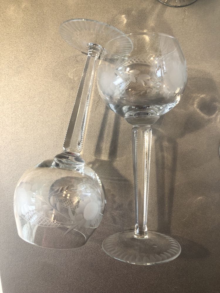 Kieliszki szklane, na wysokiej nodze Vintage PRL