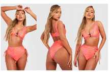 Kolorowe bikini w tygrysi wzór Boohoo roz. M