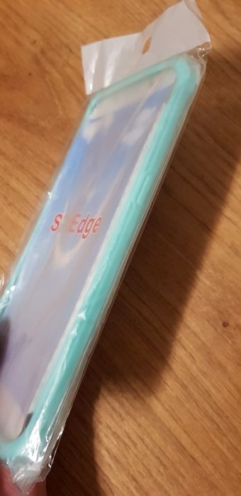 NOWE etui Samsung Galaxy S7, silikonow przezroczysty + mięta / turkus