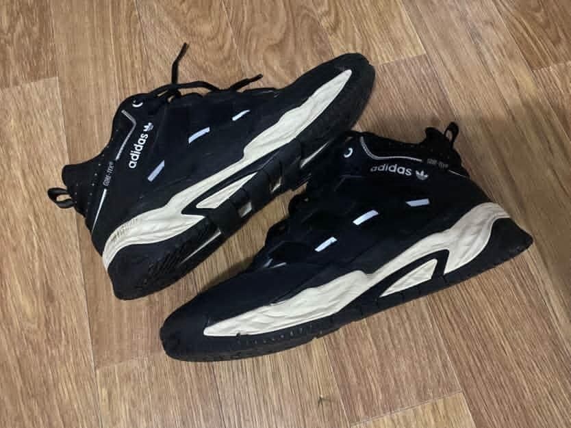 мужские зимние кроссовки Adidas Niteball White Black Winter Fur.