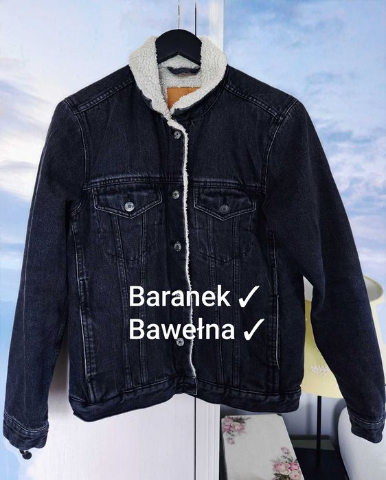 Ocieplana dżinsowa kurtka baranek S/M