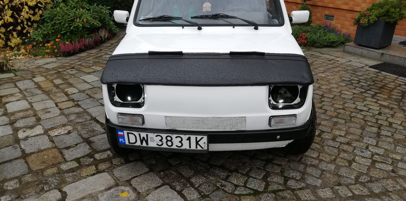 Fiat 126p bra osłona maski przedniej czarna skóra tuning