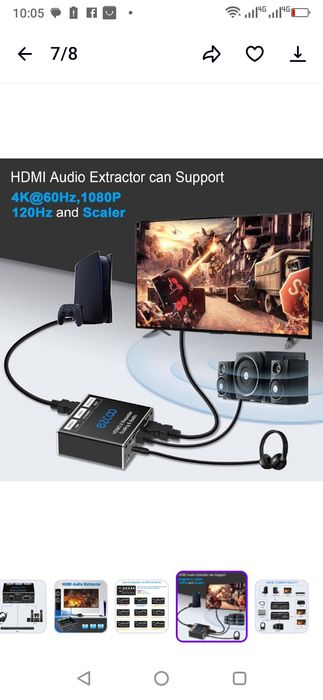 EZCOO - HDMI Splitter 1x1 Audio Extractor 4K 60H, HDMI 2.0 Repeater