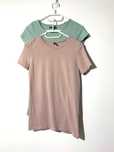 2 sztuki tshirt koszulki XS bawełna basic gładkie miętowa brudny róż