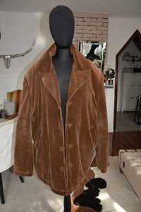 H&M 44-52 płaszcz sztruksowy marynarka brązowa brąz bawełna HM kurtka
