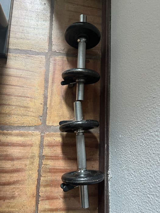 Banco ginasio mais barra e alteres