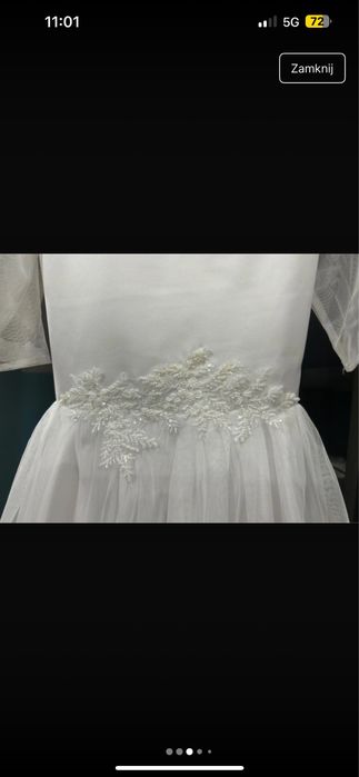 Sukienka wizytowa biała z dekoracyjnym motywem 158/164 cm BDB stan Tan