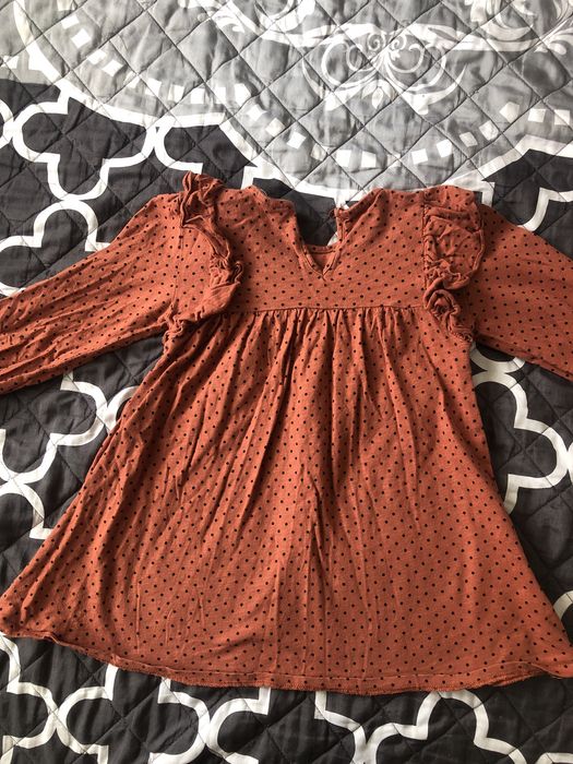 Sukienka/ tunika długi rękaw brązowa rozmiar 110/116