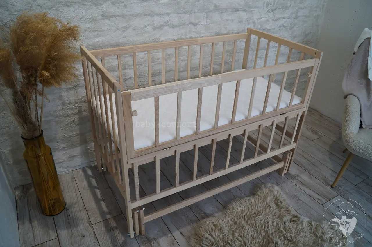 Ліжко дитяче Мрія Еко маятник з відкидним бортиком натуральний ясен