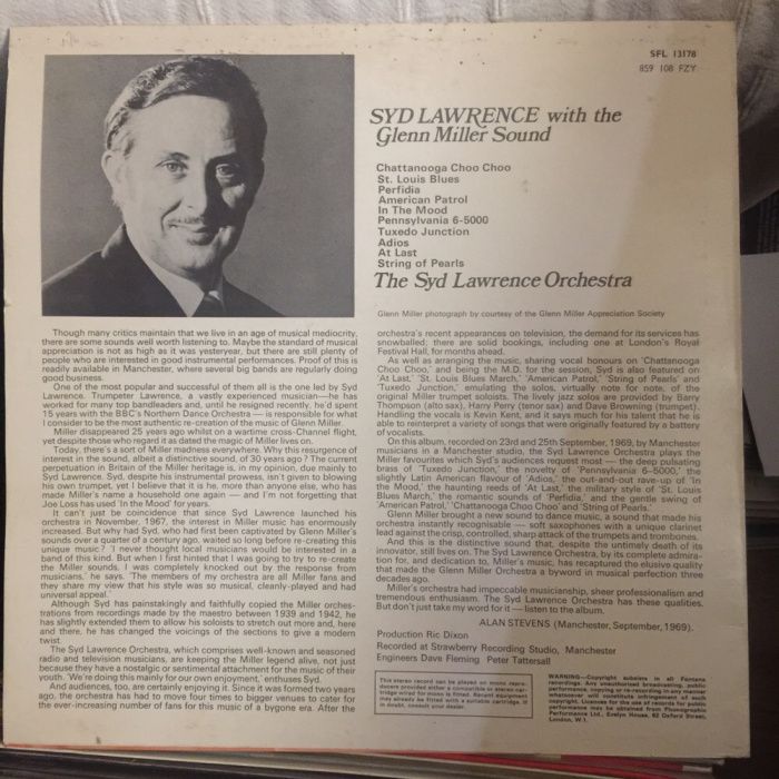 Vinil Syd Lawrence with the Glenn Miller Sound - 1969