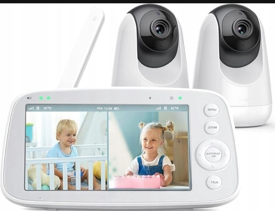 FAKEME Elektroniczna niania z dzielonym ekranem, 5" 720P z 2 kamerami