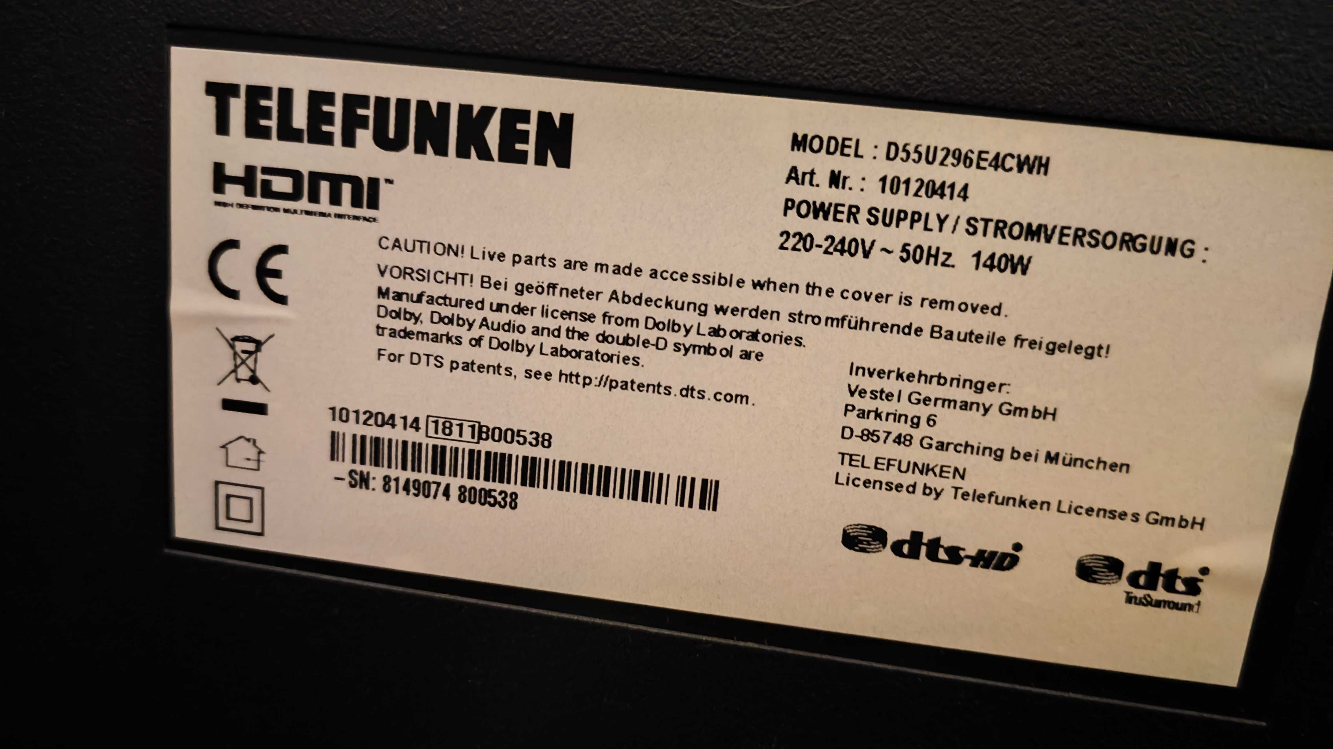 Телевизор Telefunken D55U296 (Германия) 55"