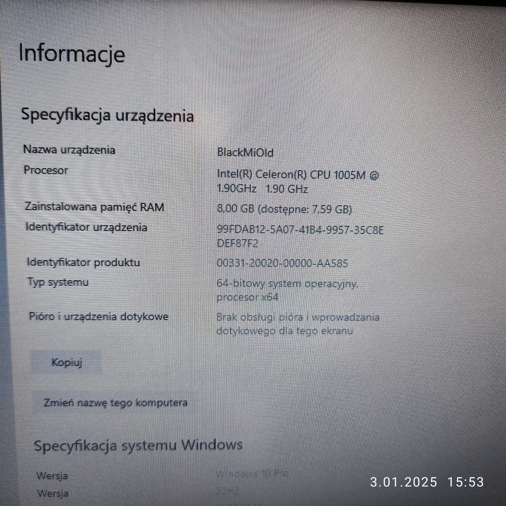 Komputer laptop Lenovo 15"  model 20206 Gratis Drukarka