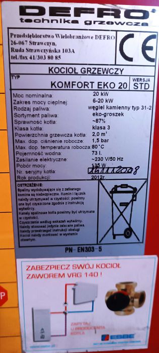 Części do pieca, kotła marki Defro 20 kw
