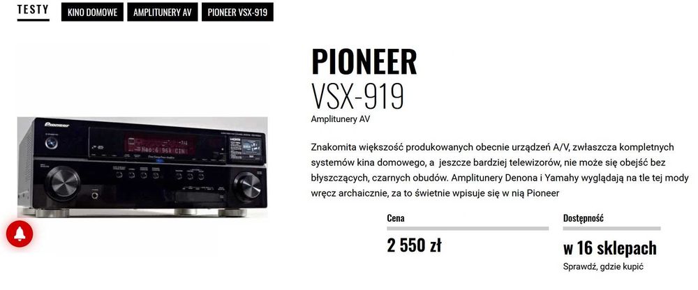 Amplituner AV Pioneer VSX-919AH 7.1 THX Surround Master Audio 7 x 140W
