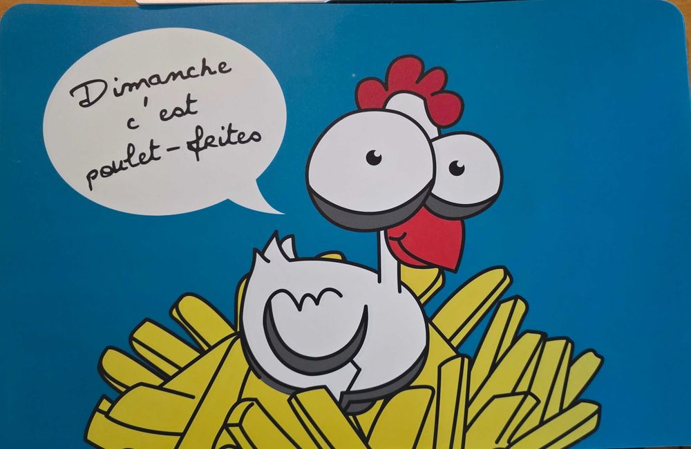 Podkładka stołowa z kurczakiem i frytkami zabawny wzór kuchnia,