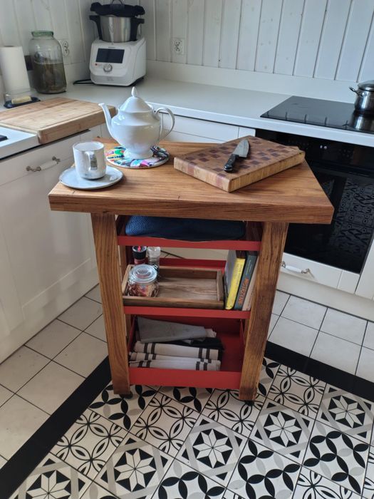 Wyspa mobilna / stół na kółkach, loftowa, rozmiar do dopasowania.