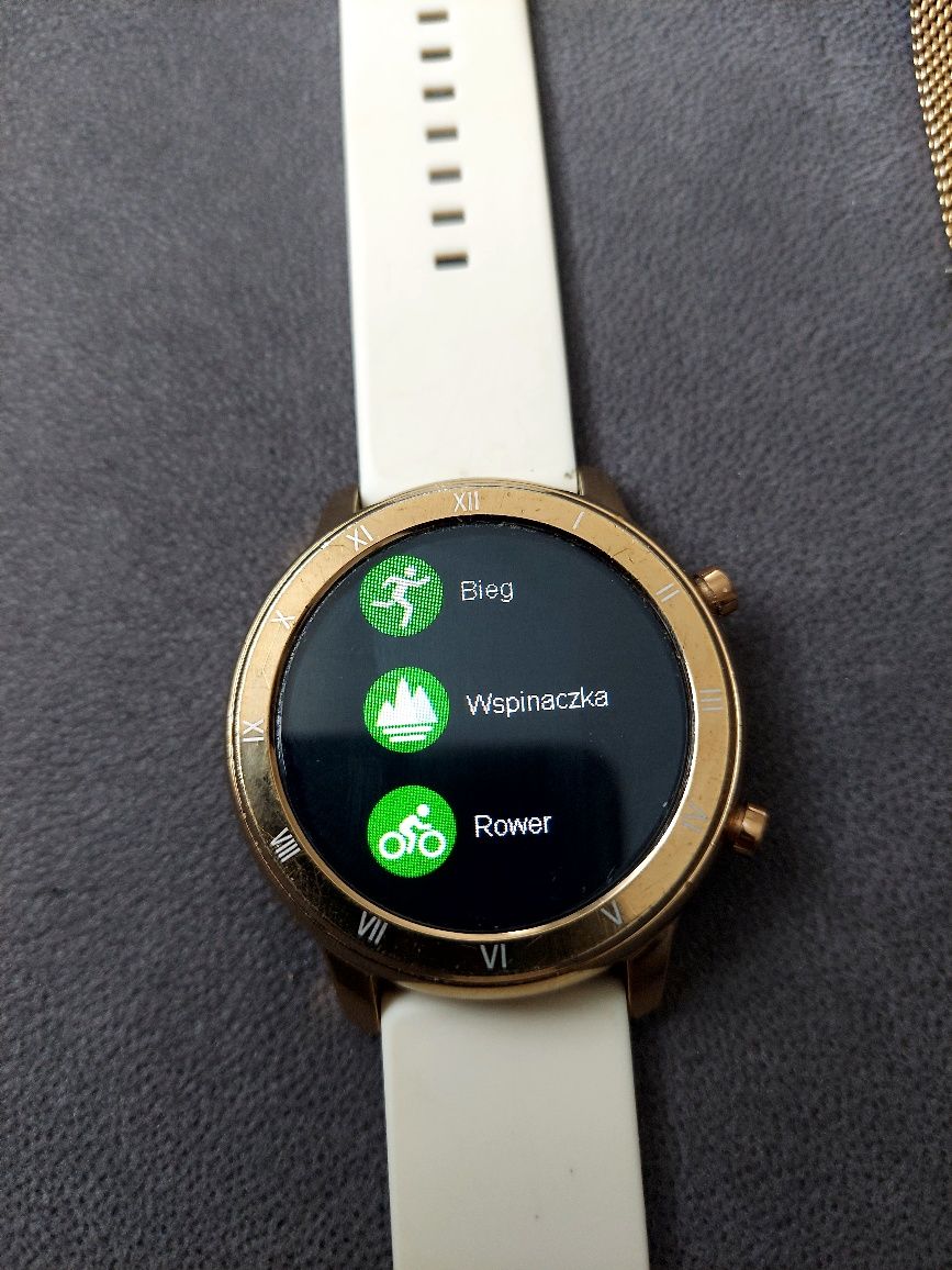 Smartwatch damski zaxer zt89 bransoletka stalowa złota i biała siliko