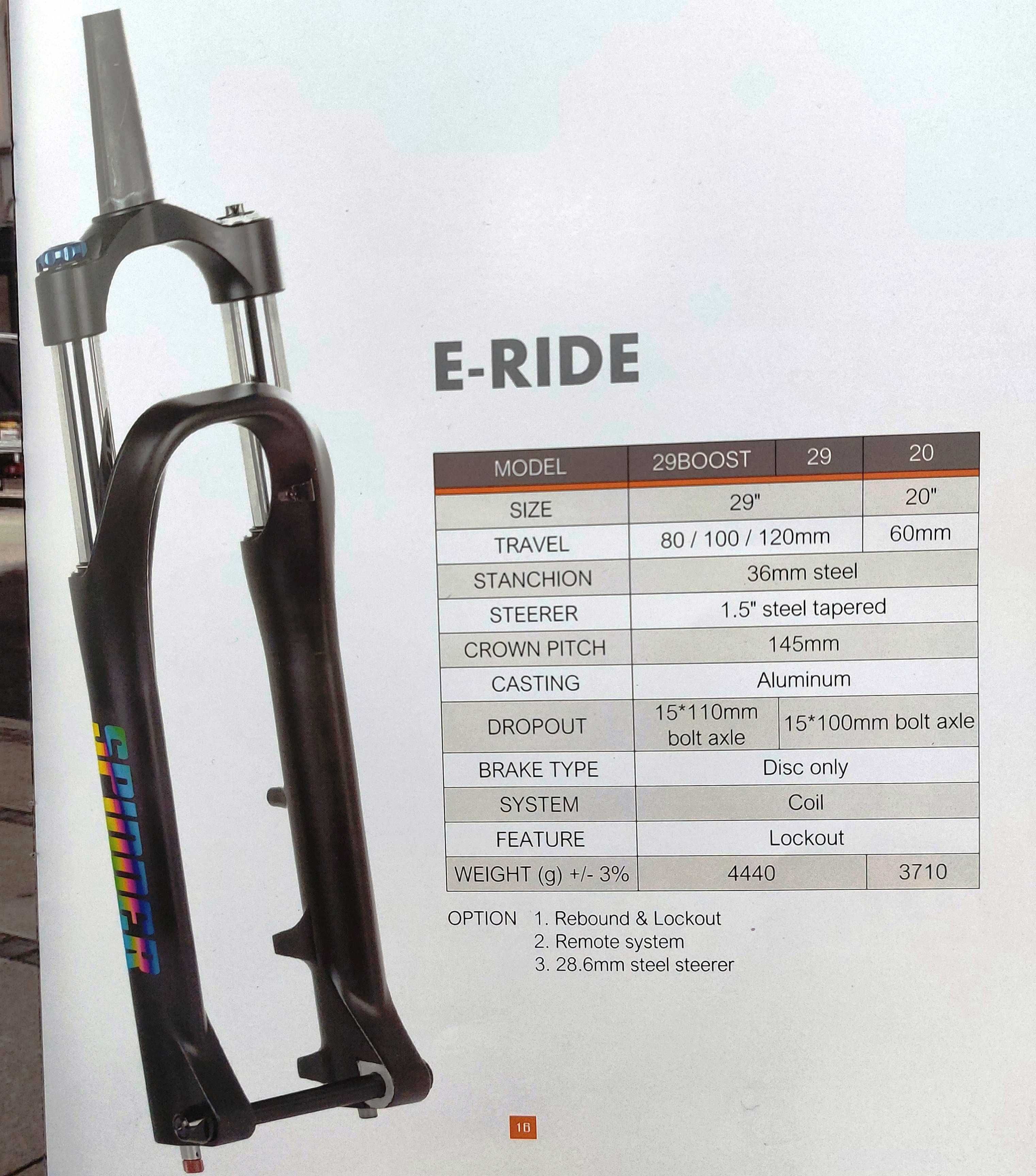 amortyzator rowerowy SPINNER E-RIDE 29" do roweru elektrycznego