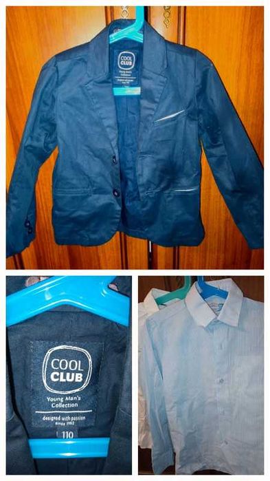 Granatowa marynarka Cool Club + 2 koszule gratis