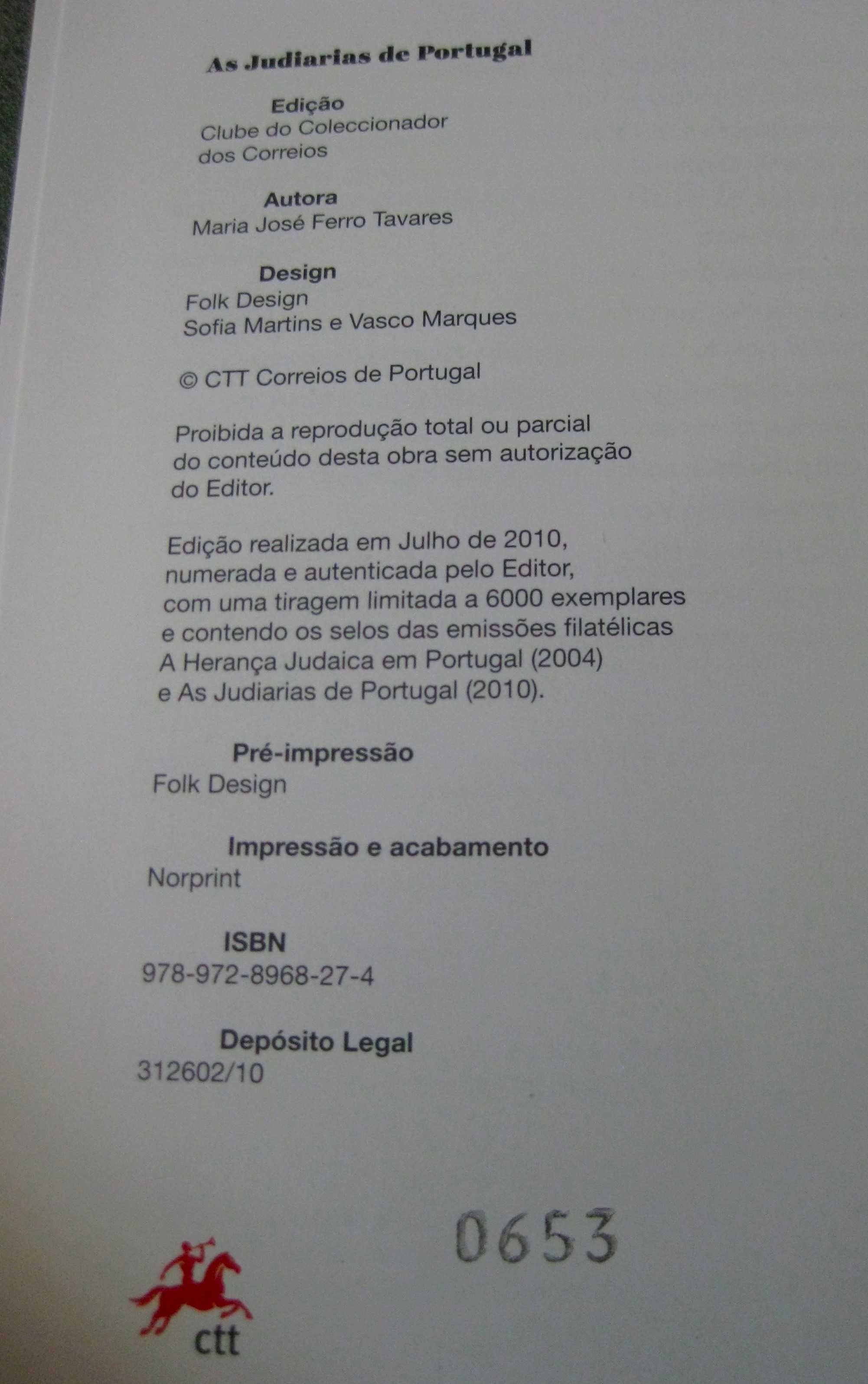 Livro "As Judiarias de Portugal"  CTT  -  NOVO