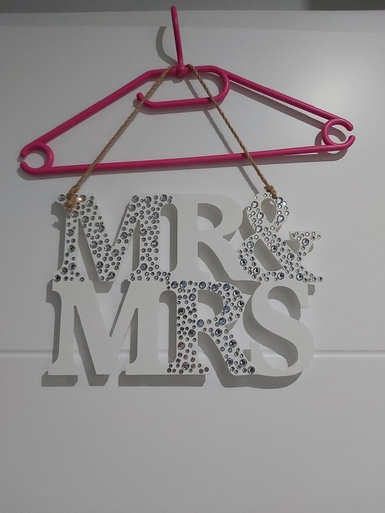 Piękna Zawieszka Napis MR&MRS z DIAMENTAMI z home and you NOWA