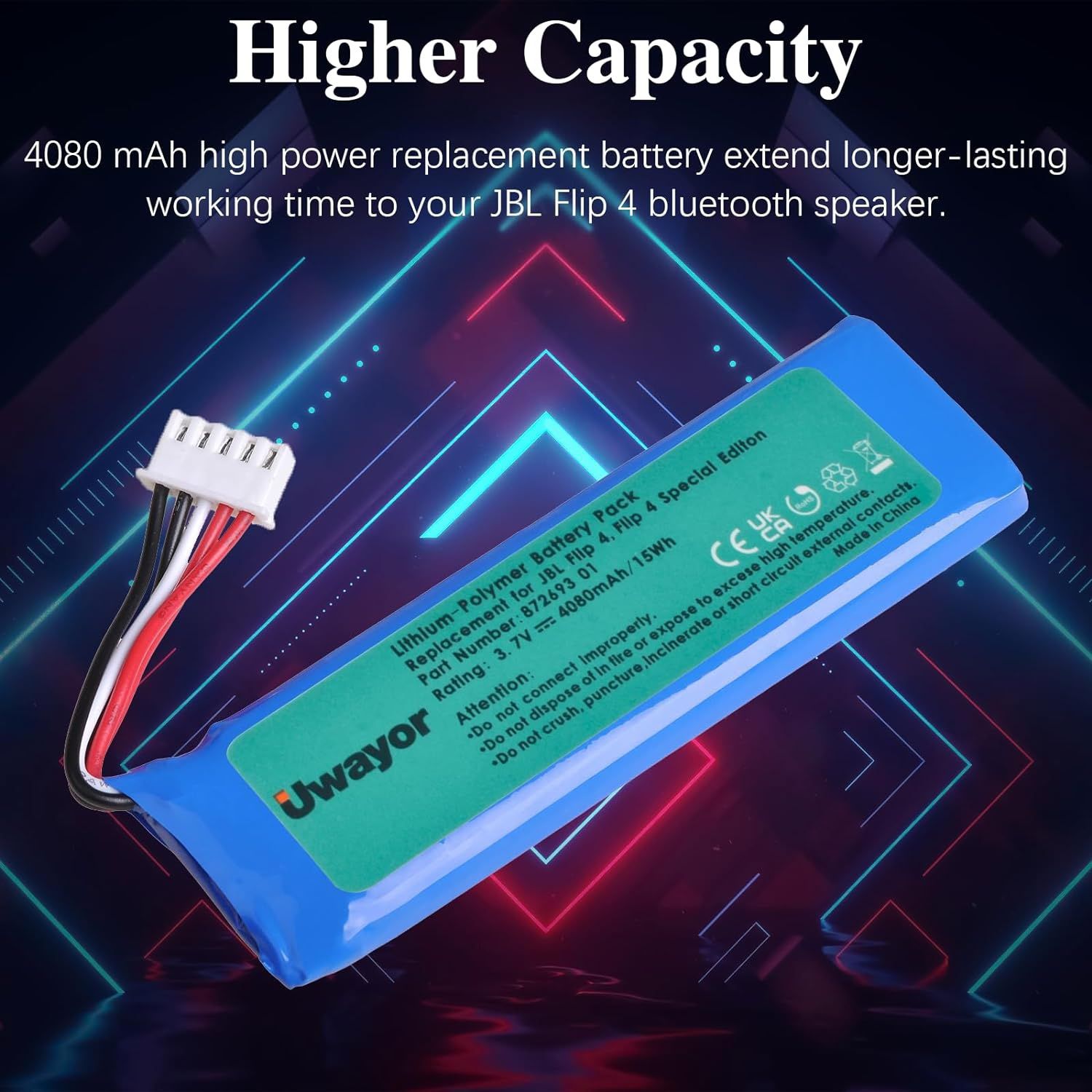 Змінна батарея Uwayor для JBL Flip 4 (4080 мА)г