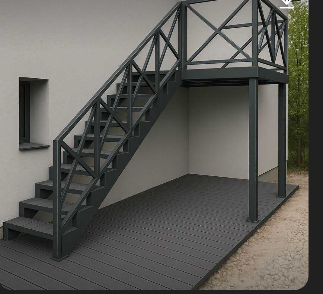 Schody zewnętrzne balustrady barierki platforma taras