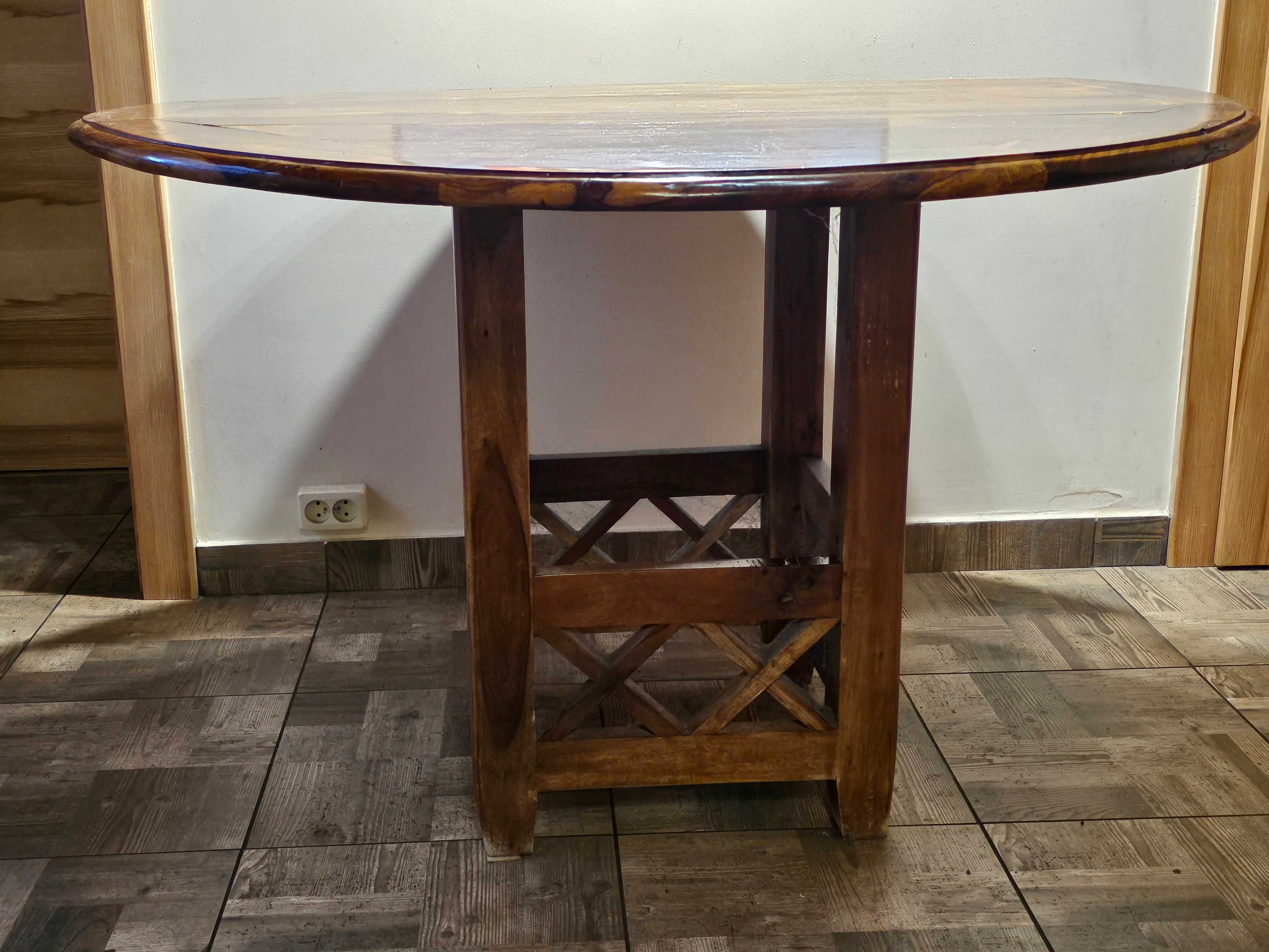 Stół okrągły 120 cm wys. 77 cm styl kolonialny różanecznik