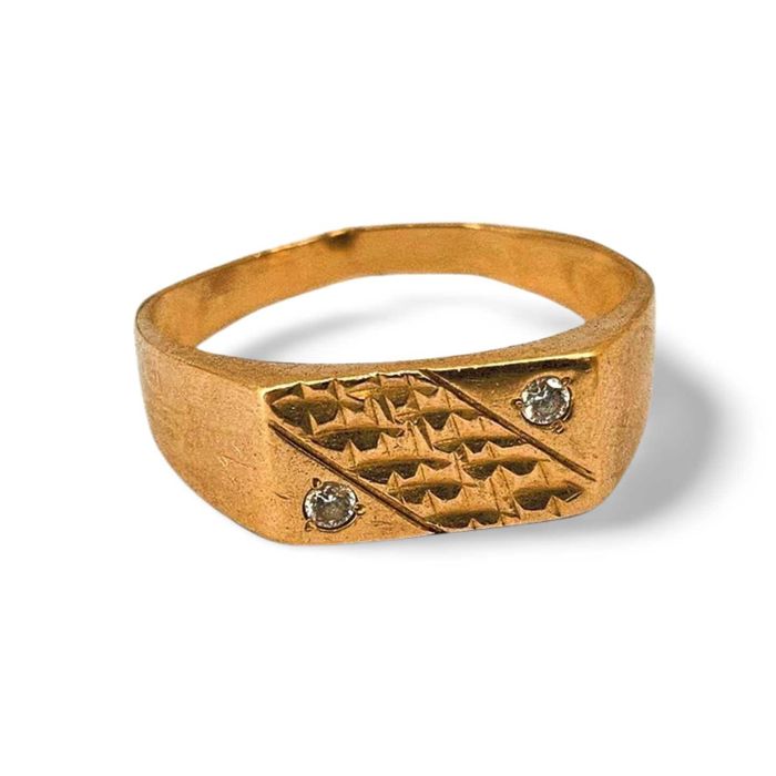 elegancki ZŁOTY SYGNET - cyrkonie 2,93G 585 R.24