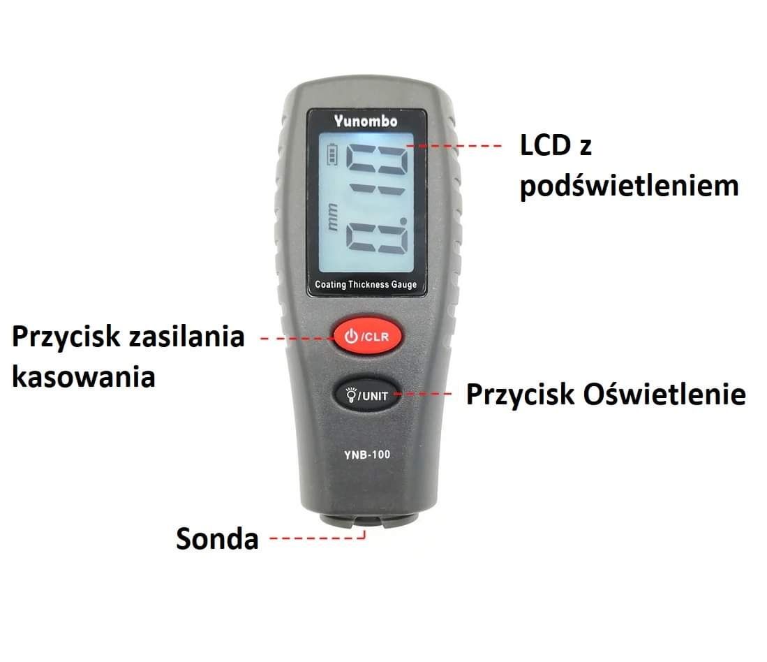 Cyfrowy Podświetlany Mini Miernik Grubości Lakieru