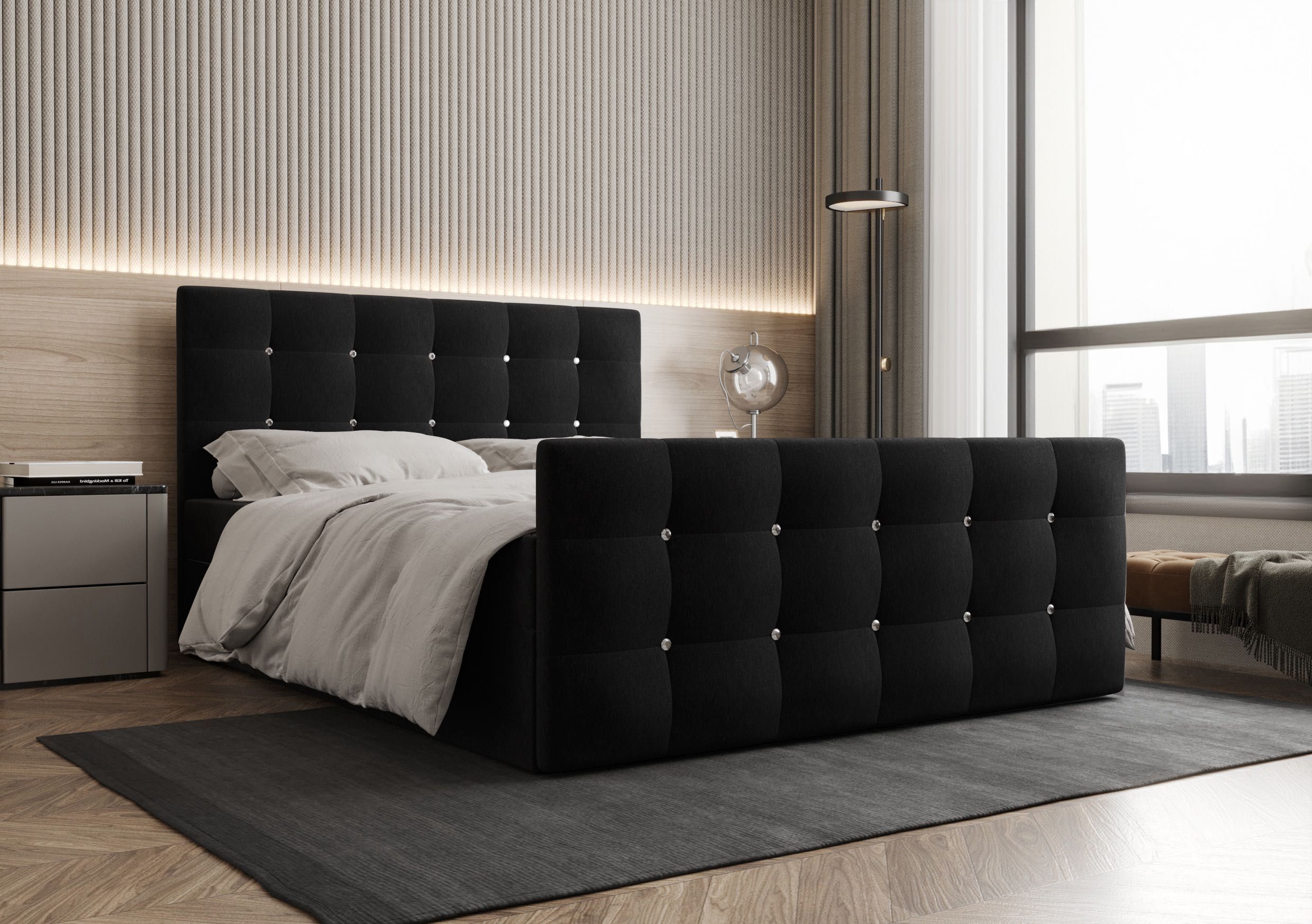 Łóżko Kontynentalne Kryształki LIAM + TOPPER 160x200 EN MEBLE