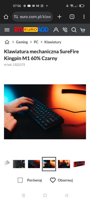 Klawiatura Mechaniczna SureFire Kingpin M1 60% Czarny