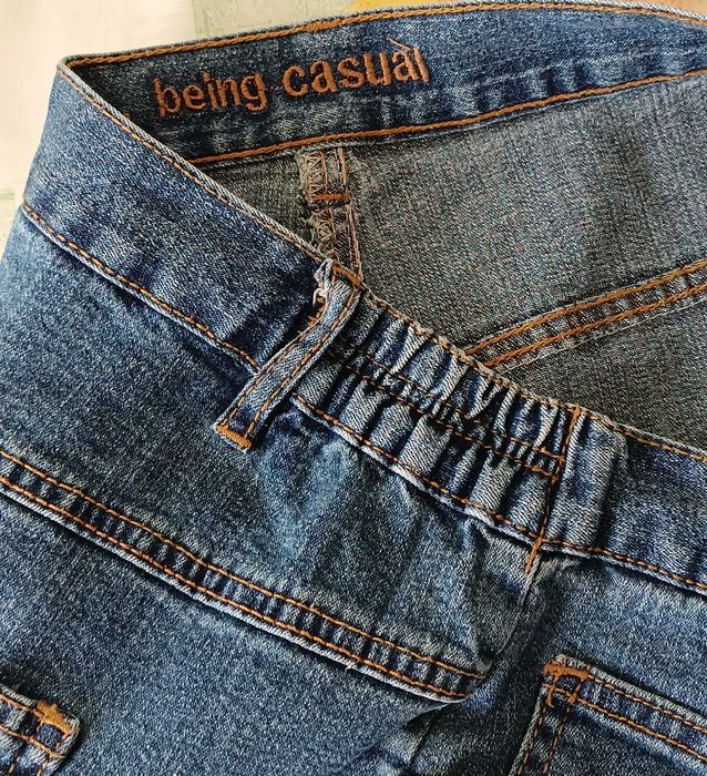 р 22 / 56-58 сині джинси штани слім великі батал із високою талією