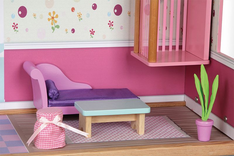 Duży drewniany domek dla lalek solidny dla dzieci