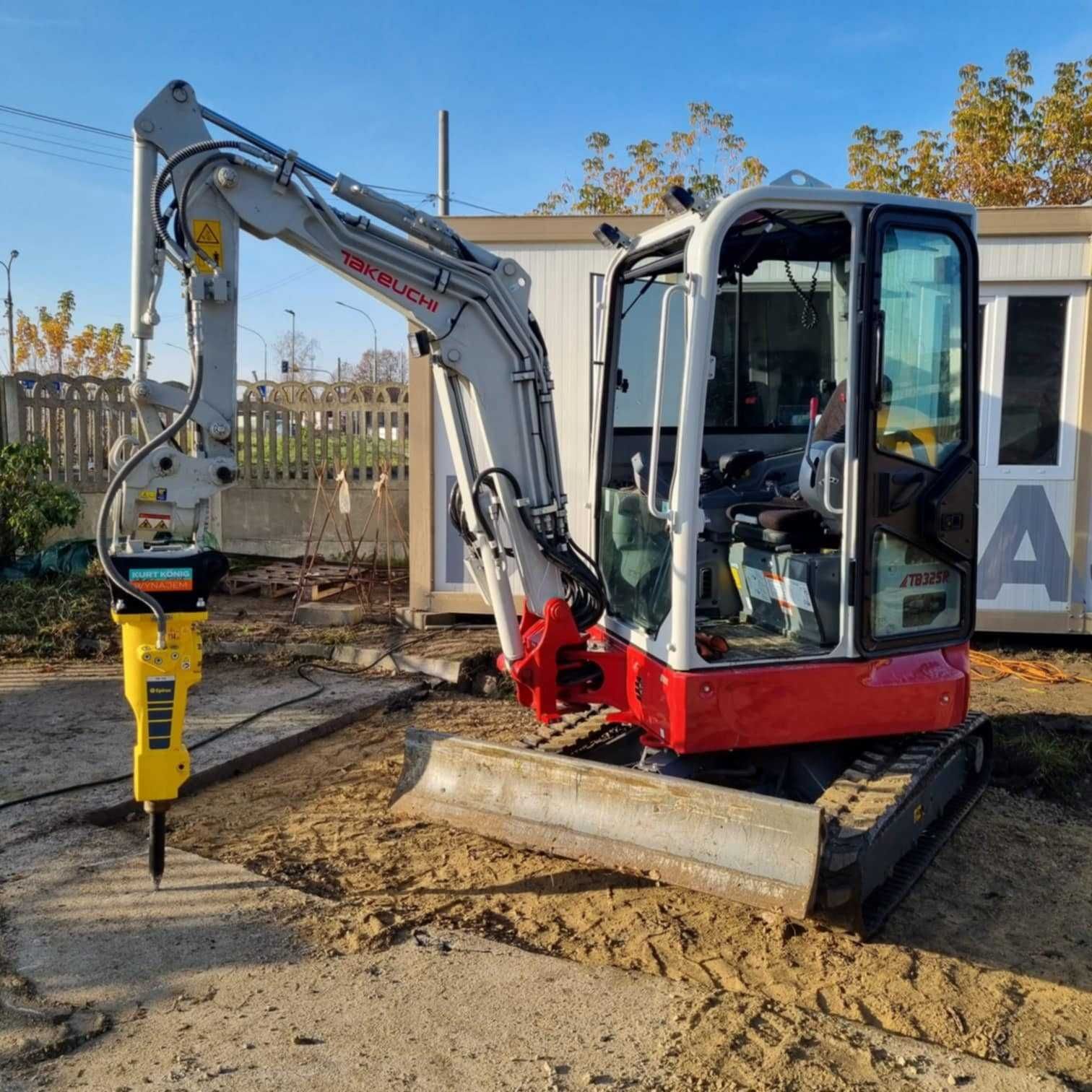 Minikoparka Takeuchi TB325 V3 Powertilt + HS03 duży zestaw łyżek,młot