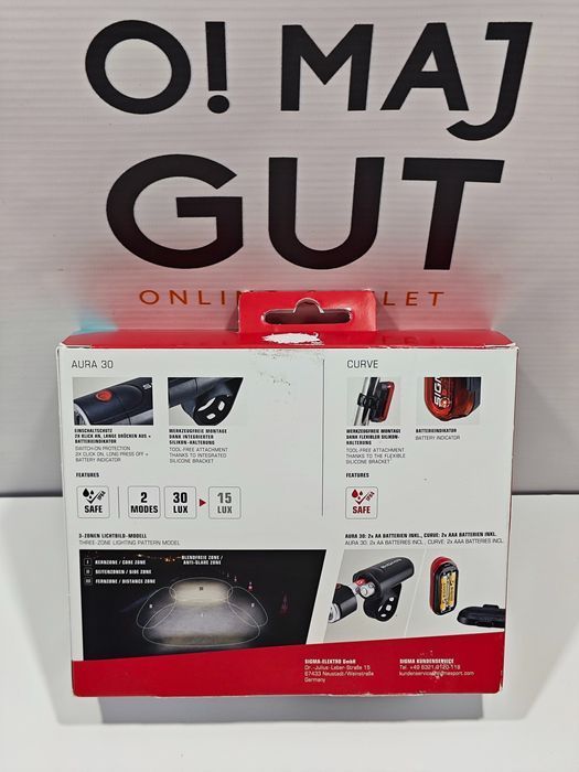 Zestaw Oświetlenia Rowerowego Lampki Przód Sigma 30Lm + Tył Curve Ipx4