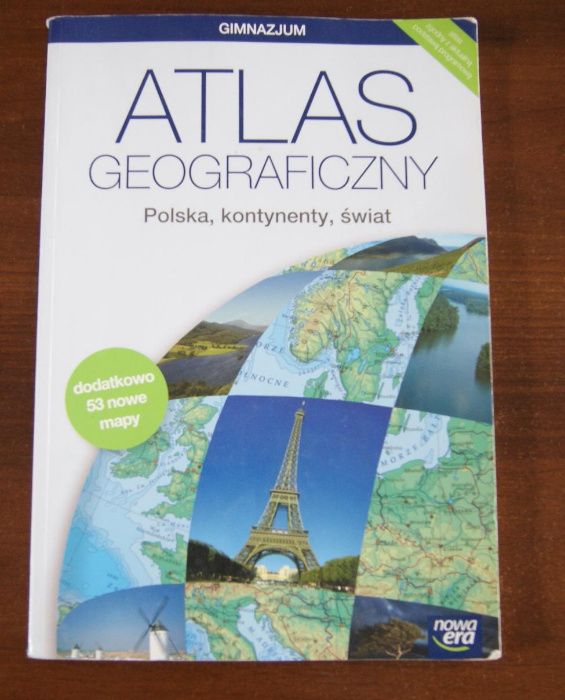 Atlas geograficzny Polska, kontynenty, świat NOWA ERA