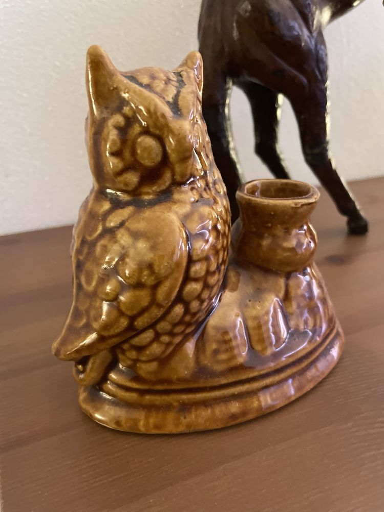 Swiecznik ceramiczny Wloclawek Sowa z lat 70