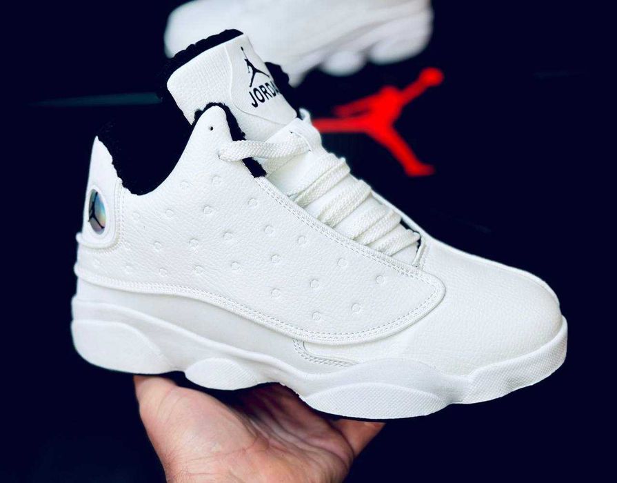 мужские зимние кроссовки jordan white на меху  красовки супер теплые