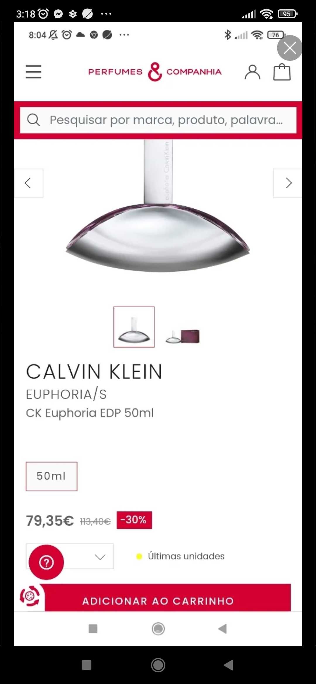 Perfume euphoria Calvin Klein de 50ml