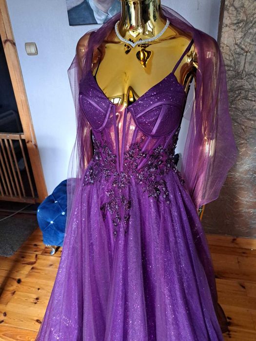 Piękna suknia na studniówkę Paradis Glamour Obergine R34Polski produce